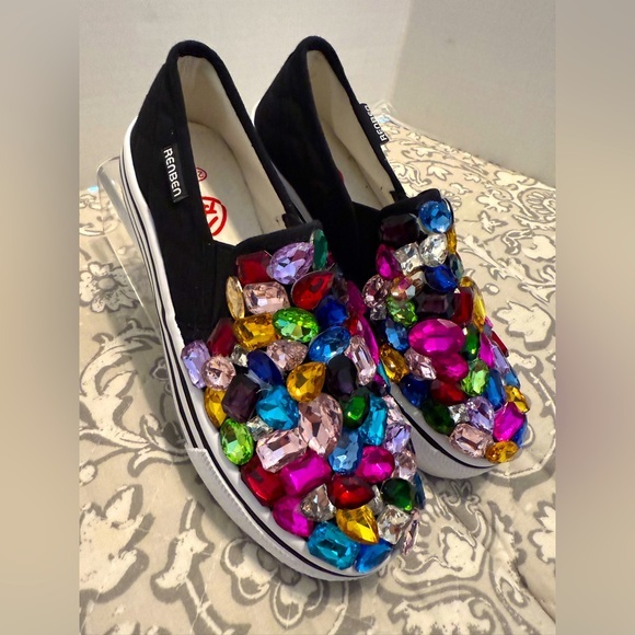 Sparkly Gemstone Embellished Canvas Renben Shoes - Picture 1 of 10
